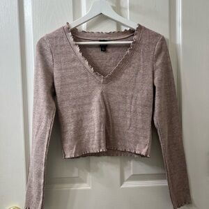 Women's V-Neck Knit Top - Dusty Rose